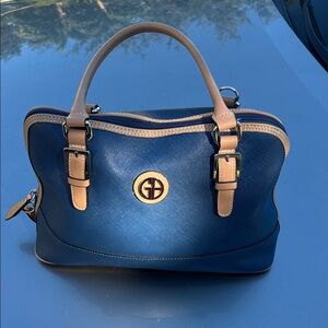 Giani Bernini Blue and Tan Satchel